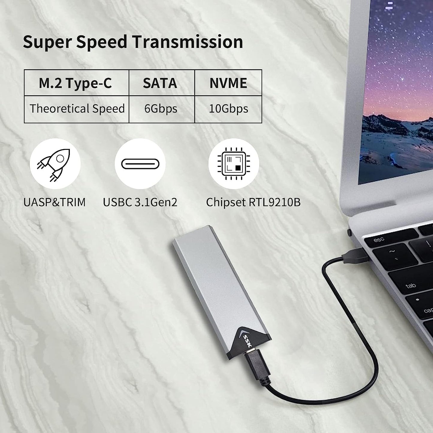 External Micro M.2 2TB USB 3/C SSD